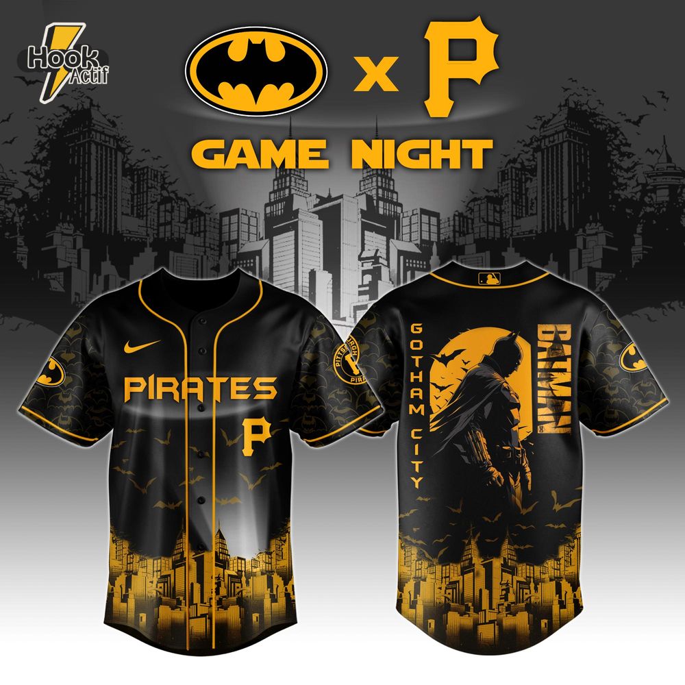Pittsburgh Pirates x DC Batman Game Night Special Baseball Jersey Pittsburgh Pirates x DC Batman Game Night Special Baseball Jersey