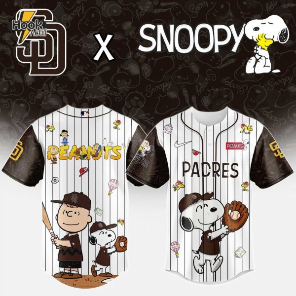 San Diego Padres MLB 75th Anniversary of Peanuts Snoopy Special Edition Combo Baseball Jersey Cap 2025