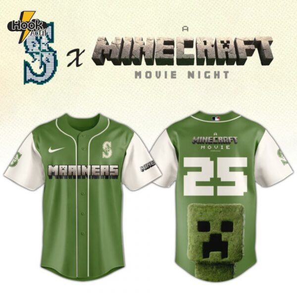 Seattle Mariners MLB x A MINECRAFT MOVIE Night Combo Jersey Hat Editions Limited