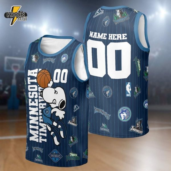 Snoopy x Minnesota Timberwolves Personalized Basketball Jersey