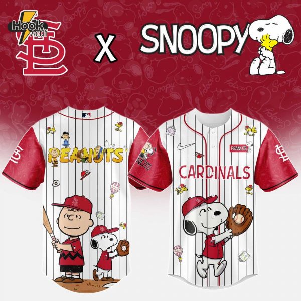 St.Louis Cardinals MLB 75th Anniversary of Peanuts Snoopy Special Edition Combo Baseball Jersey Cap 2025