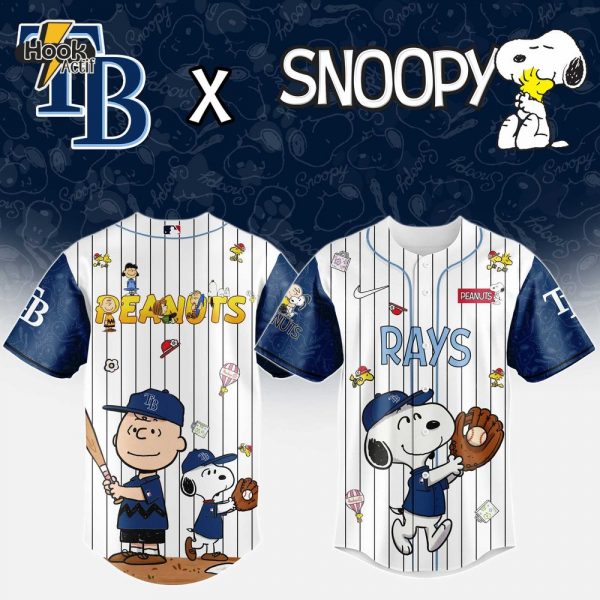 Tampa Bay Rays MLB 75th Anniversary of Peanuts Snoopy Special Edition Combo Baseball Jersey Cap 2025