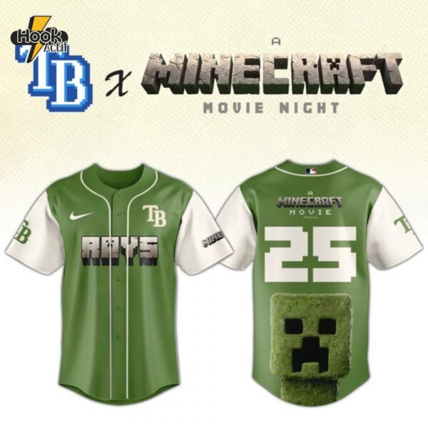 Tampa Bay Rays MLB x A MINECRAFT MOVIE Night Combo Jersey Hat Editions Limited