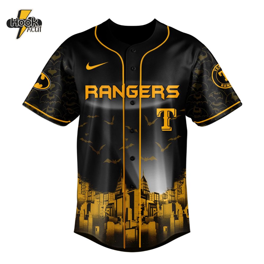 Texas Rangers x DC Batman Game Night Special Baseball Jersey Texas Rangers x DC Batman Game Night Special Baseball Jersey