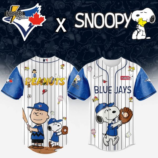 Toronto Blue Jays MLB 75th Anniversary of Peanuts Snoopy Special Edition Combo Baseball Jersey Cap 2025