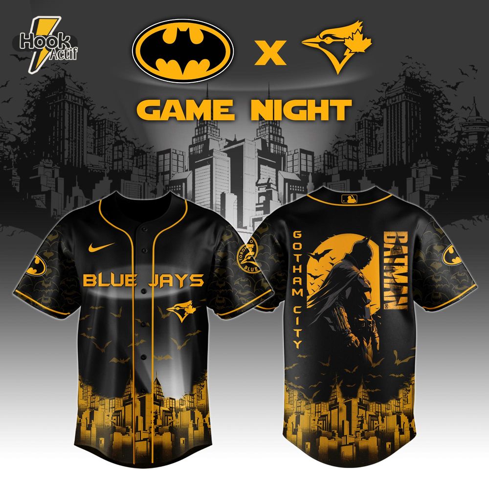 Toronto Blue Jays x DC Batman Game Night Special Baseball Jersey Toronto Blue Jays x DC Batman Game Night Special Baseball Jersey