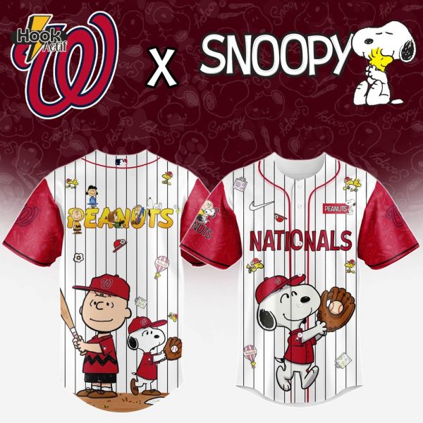 Washington Nationals MLB 75th Anniversary of Peanuts Snoopy Special Edition Combo Baseball Jersey Cap 2025