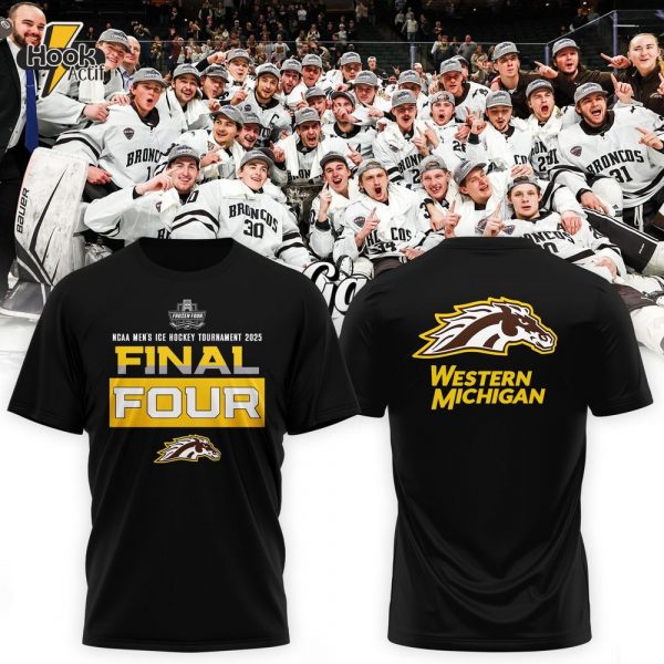 Western Michigan Broncos Frozen Four 2025 NCAA Hockey Championship Black T-Shirt
