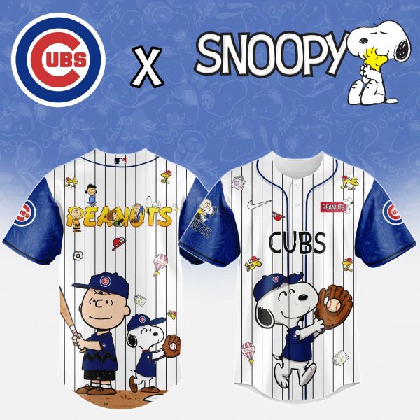 Chicago Cubs MLB 75th Anniversary of Peanuts Snoopy Special Edition Combo Baseball Jersey Cap 2025