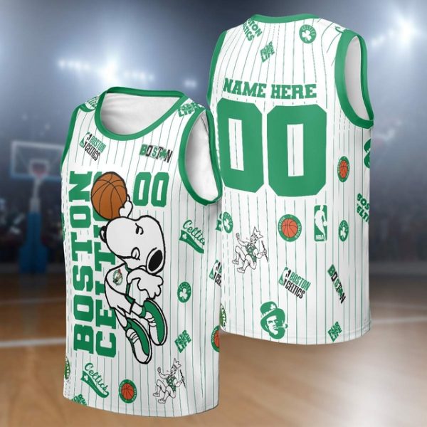 Snoopy x Boston Celtic Personalized Basketball Jersey