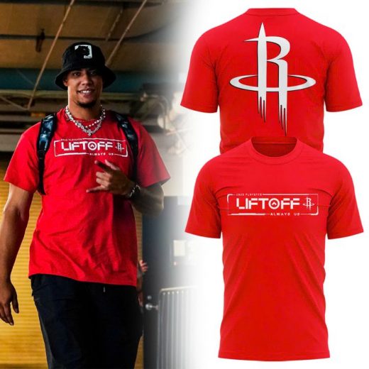 Houston Rockets “LIFT OFF” 2025 Playoffs Red Tee