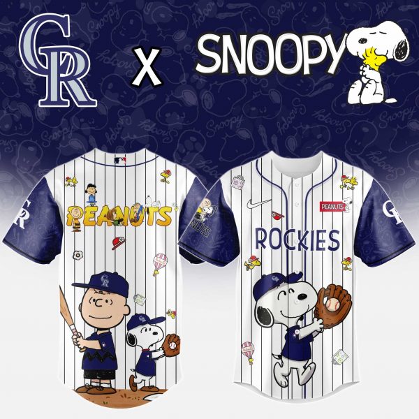 Colorado Rockies MLB 75th Anniversary of Peanuts Snoopy Special Edition Combo Baseball Jersey Cap 2025