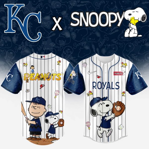 Kansas City Royals MLB 75th Anniversary of Peanuts Snoopy Special Edition Combo Baseball Jersey Cap 2025