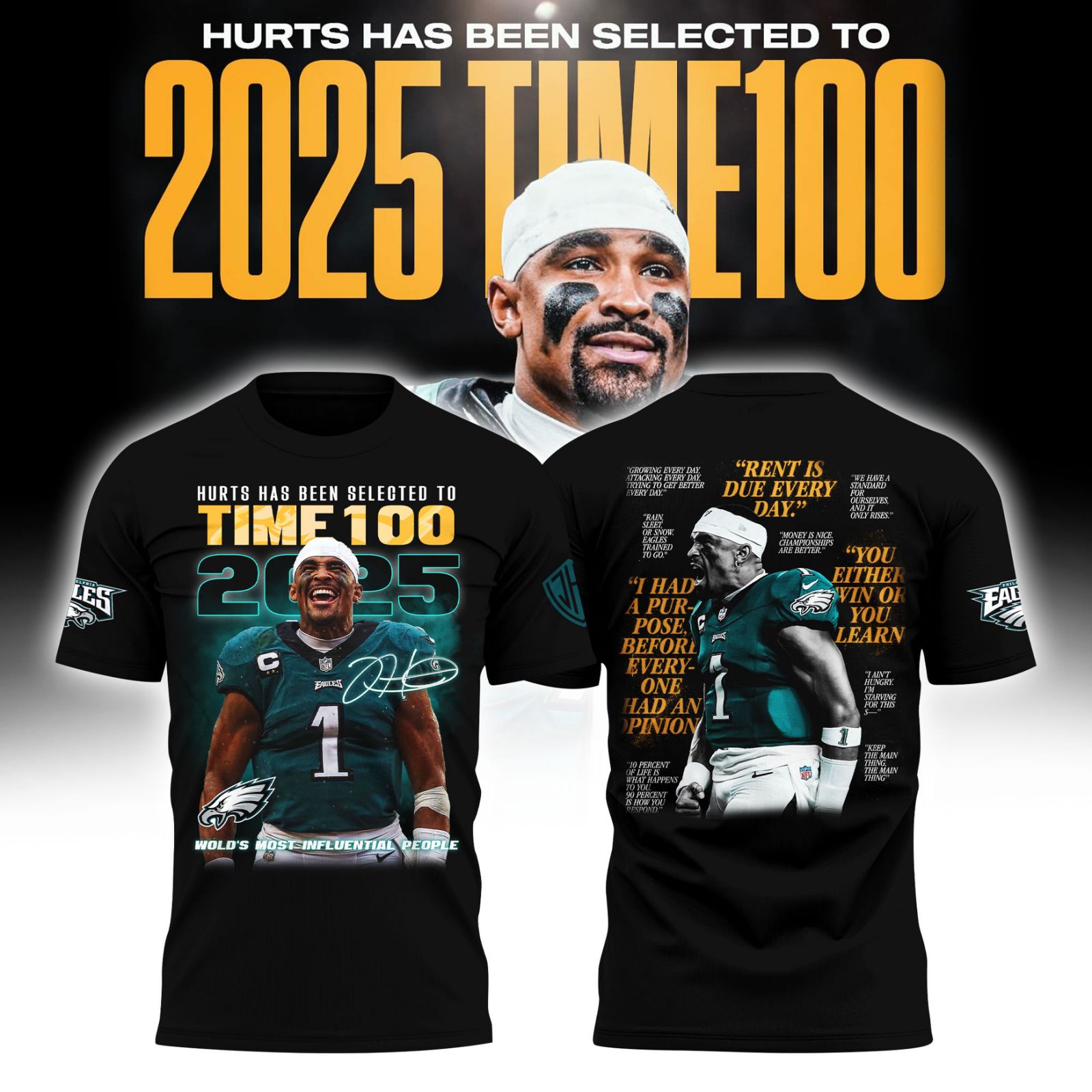 Philadelphia Eagles x Jalen Hurts TIME100 2025 T-shirt Philadelphia Eagles x Jalen Hurts TIME100 2025 T-shirt