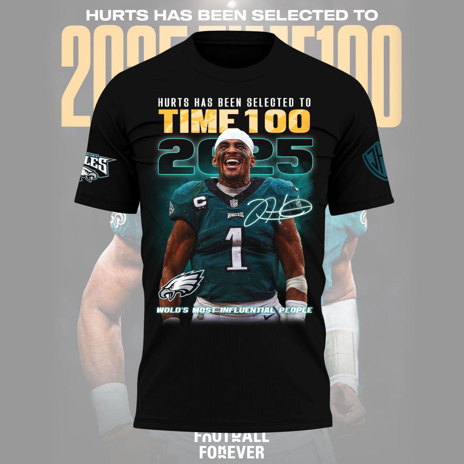 Philadelphia Eagles x Jalen Hurts TIME100 2025 T-shirt Philadelphia Eagles x Jalen Hurts TIME100 2025 T-shirt