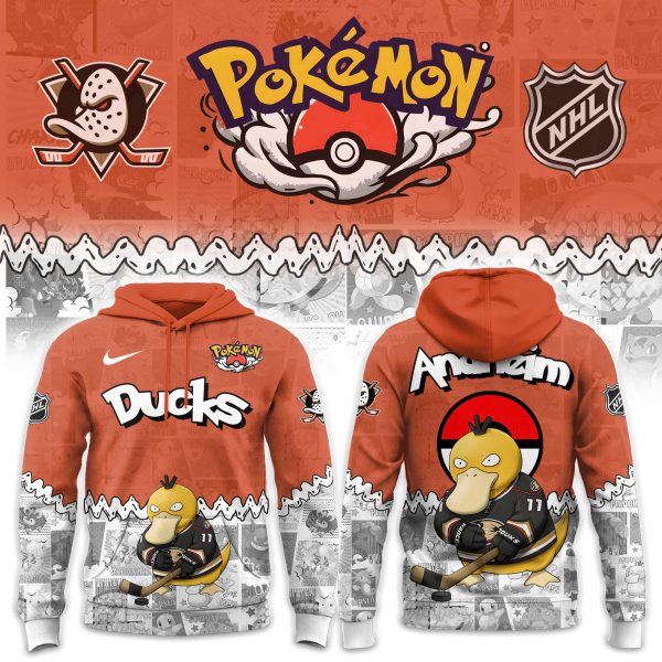 Anaheim Ducks x Pokémon Psyduck 2025 Hoodie Jogger & Cap Combo