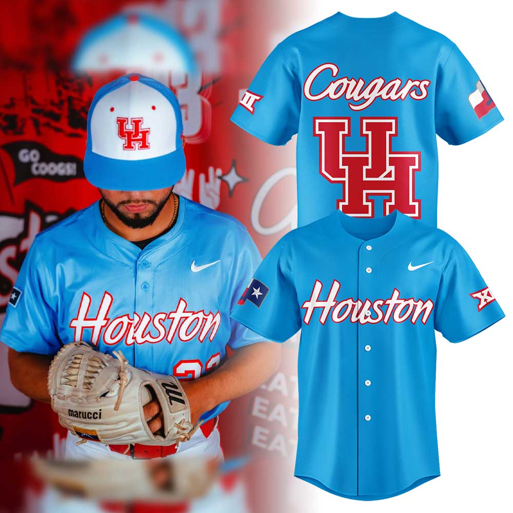 Houston Cougars Baseball Blue 2025 City Connect Baseball Jersey Houston Cougars Baseball Blue 2025 City Connect Baseball Jersey