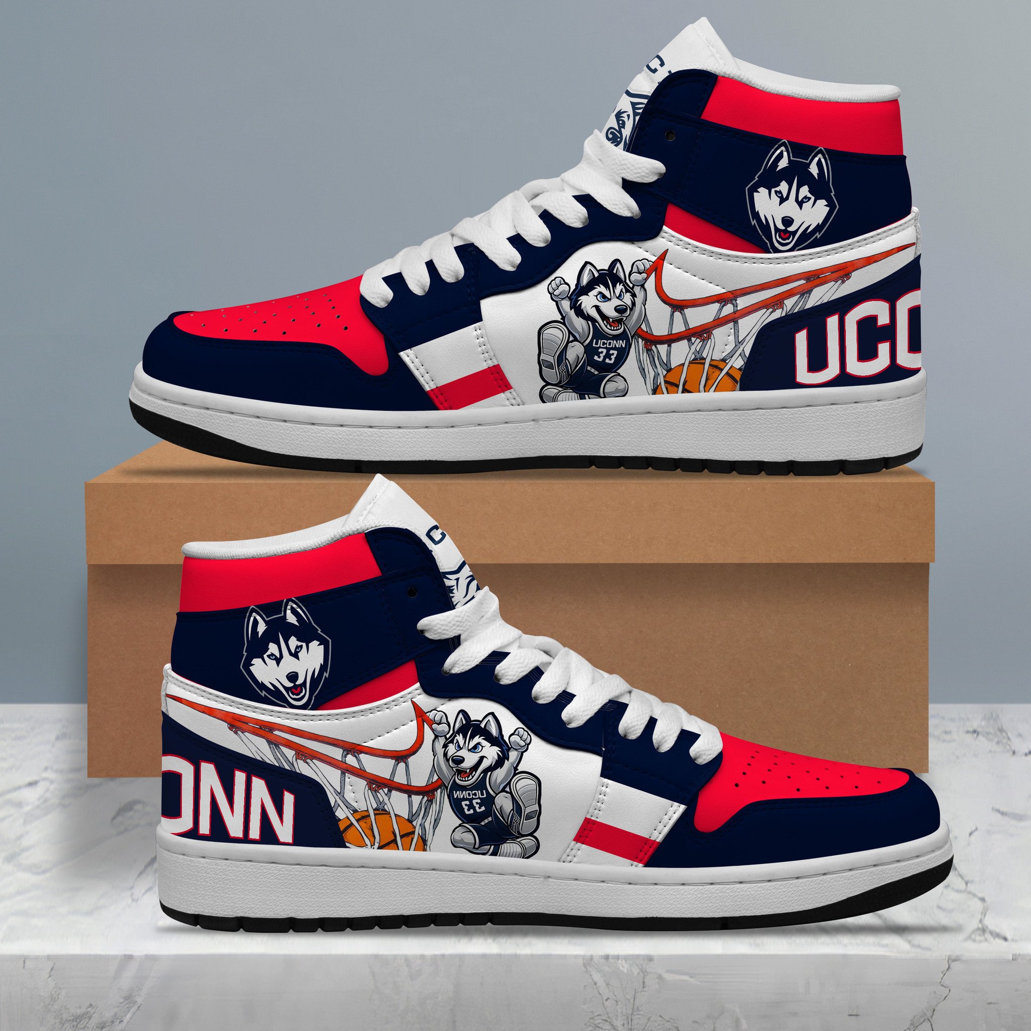 UConn Huskies Basketball Team Air Jordan 1 Sneaker UConn Huskies Basketball Team Air Jordan 1 Sneaker
