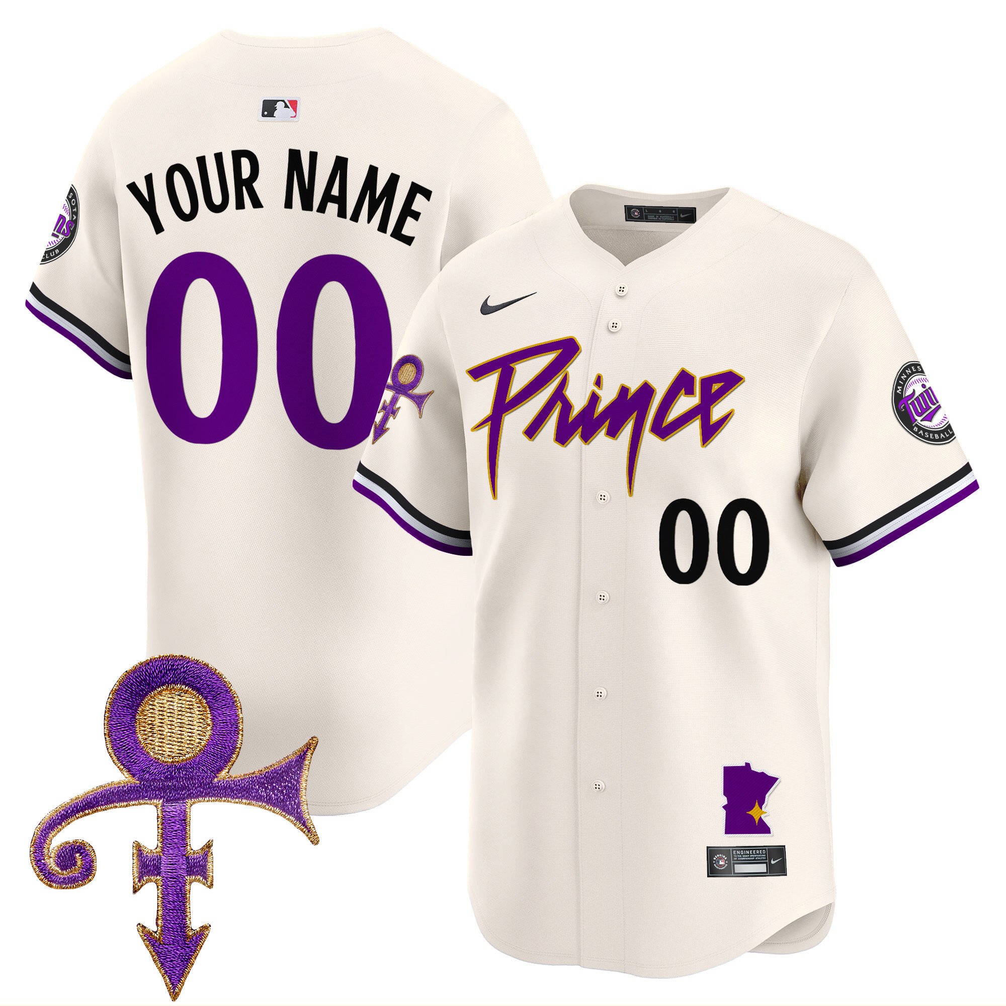 Minnesota Twins x Prince Personalized Baseball Jersey Minnesota Twins x Prince Personalized Baseball Jersey