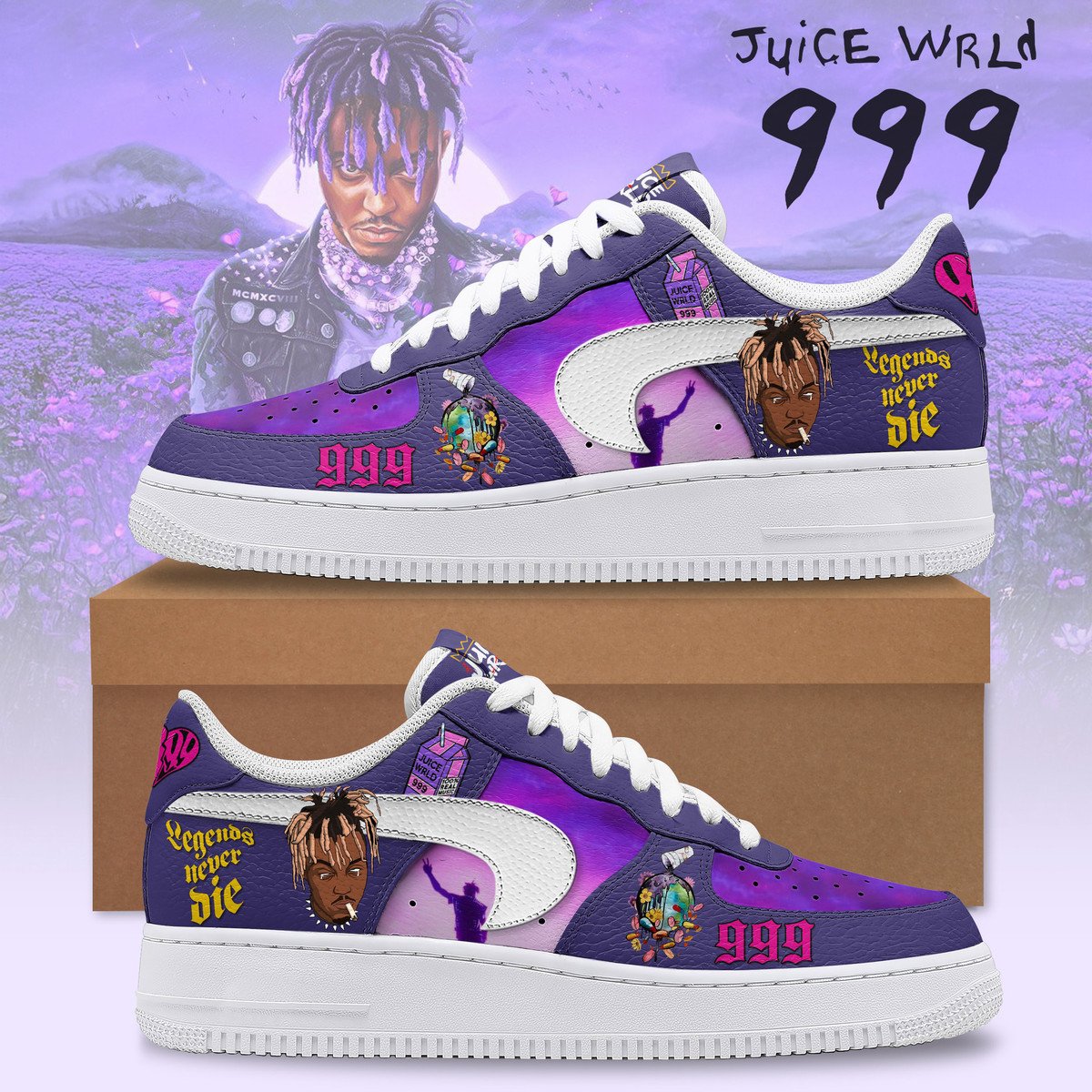 Juice Wrld 999 "Legend Never Die" Special Air Force 1 Sneaker Juice Wrld 999 "Legend Never Die" Special Air Force 1 Sneaker
