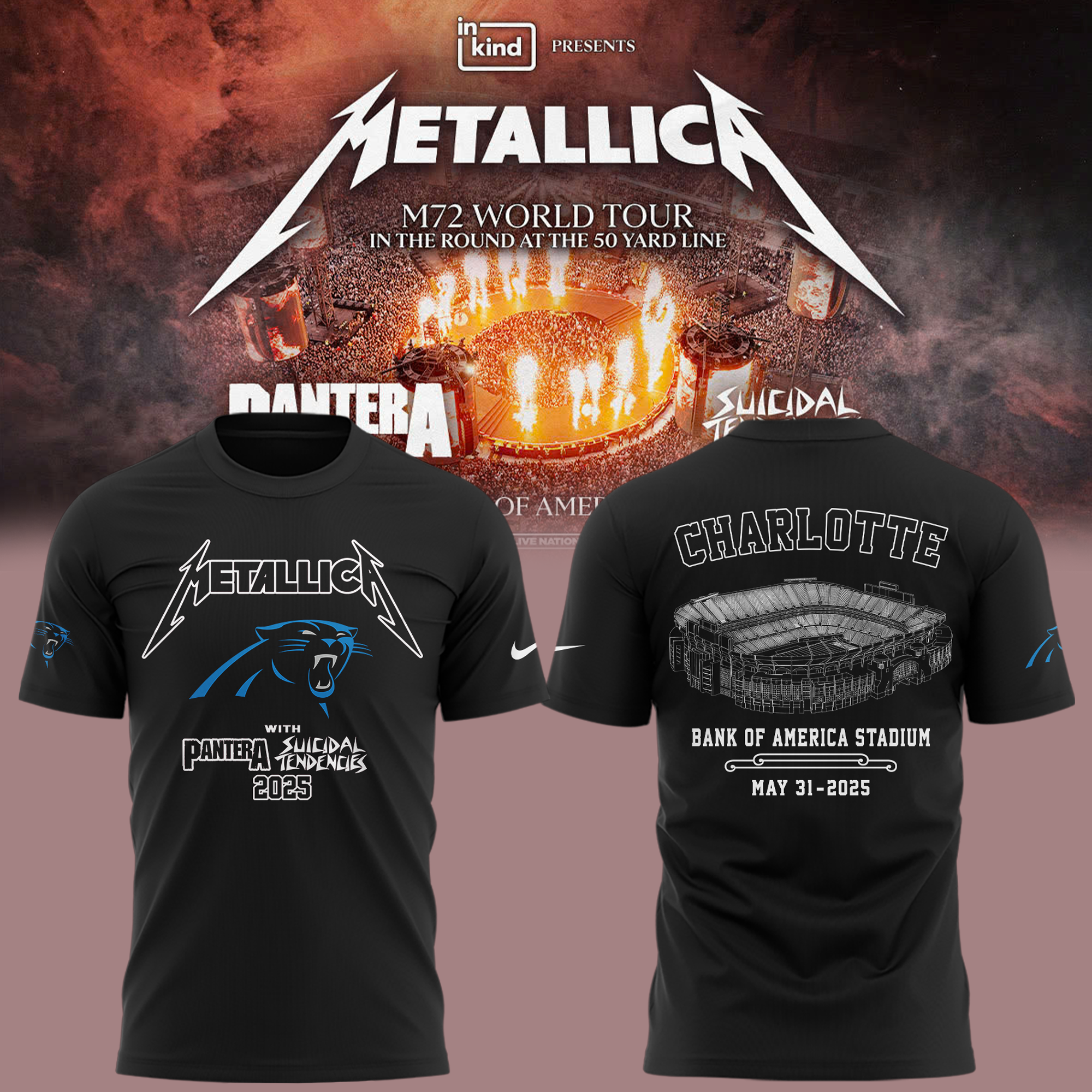 M72 World Tour x Carolina Panthers Black Tshirt 2025 Limited Edition M72 World Tour x Carolina Panthers Black Tshirt 2025 Limited Edition