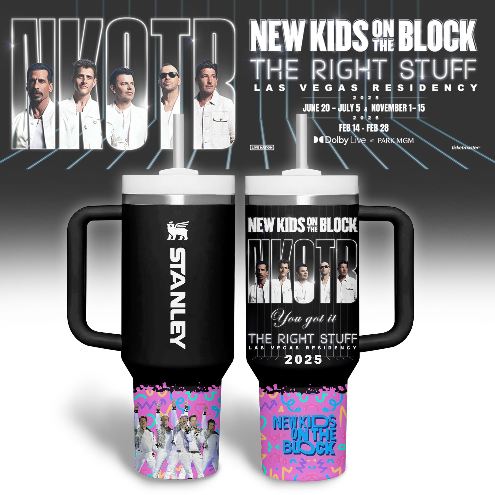 New Kids on The Block The Right Stuff Las Vegas Residency 2025 Stanley Tumbler New Kids on The Block The Right Stuff Las Vegas Residency 2025 Stanley Tumbler