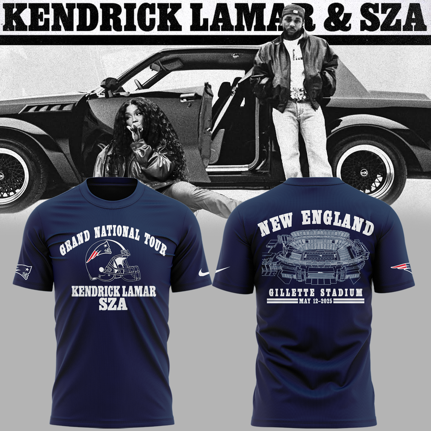 New England Patriots x Kendrick Lamar x SZA Grand National Tour Special Tee New England Patriots x Kendrick Lamar x SZA Grand National Tour Special Tee
