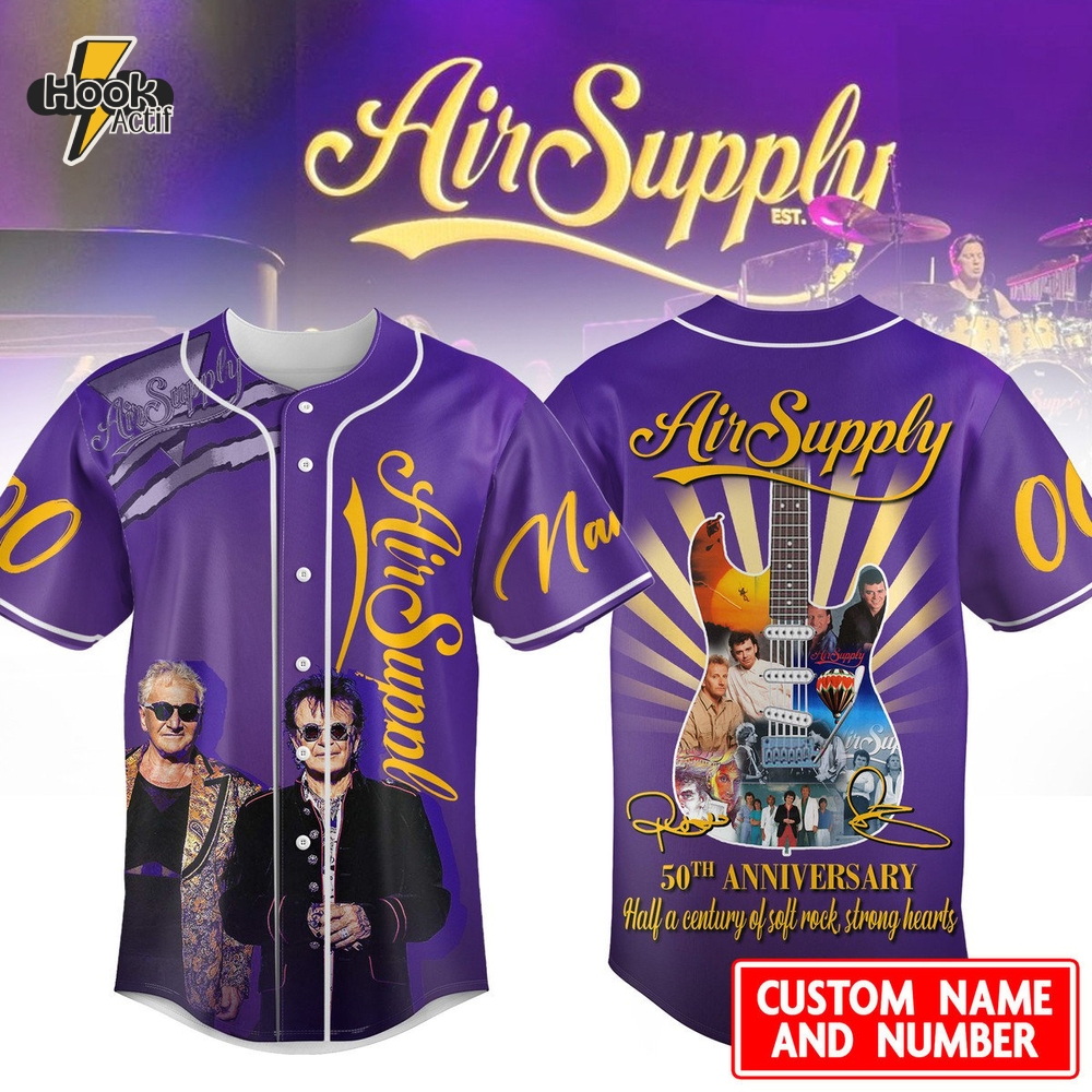 Air Supply 50th Anniversary Personalized Baseball Jersey Air Supply 50th Anniversary Personalized Baseball Jersey