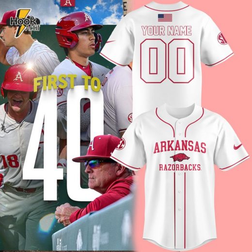 Arkansas Razorbacks “First to 40” Special White Baseball Jersey