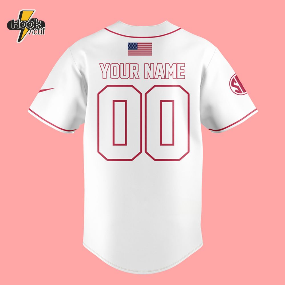 Arkansas Razorbacks "First to 40" Special White Baseball Jersey Arkansas Razorbacks "First to 40" Special White Baseball Jersey