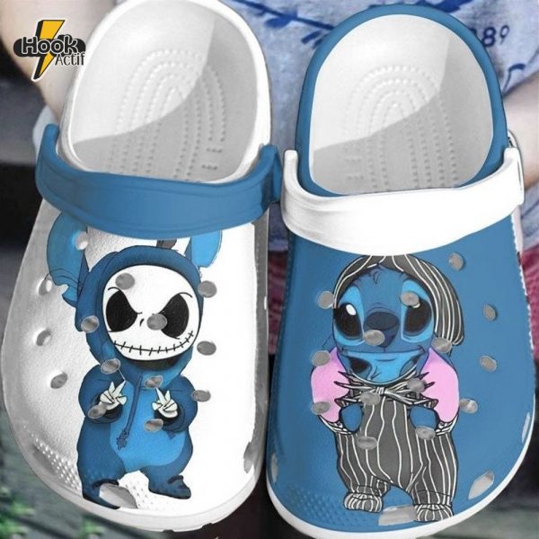 Baby Jack Skellington And Stitch Crocs Clogs Shoes