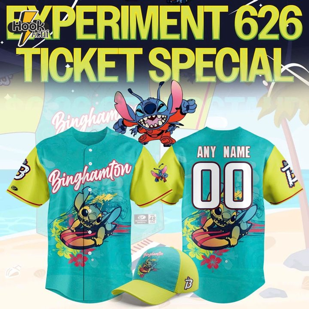Binghamton Rumble Ponies x Stitch Experiment 626 Special Baseball Jersey Binghamton Rumble Ponies x Stitch Experiment 626 Special Baseball Jersey