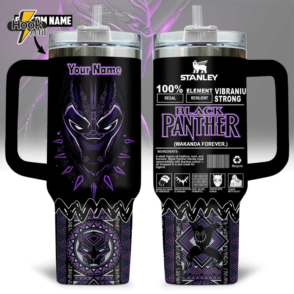 Black Panther Marvel Wakanda Forever 40oz Stanley Tumbler Black Panther Marvel Wakanda Forever 40oz Stanley Tumbler