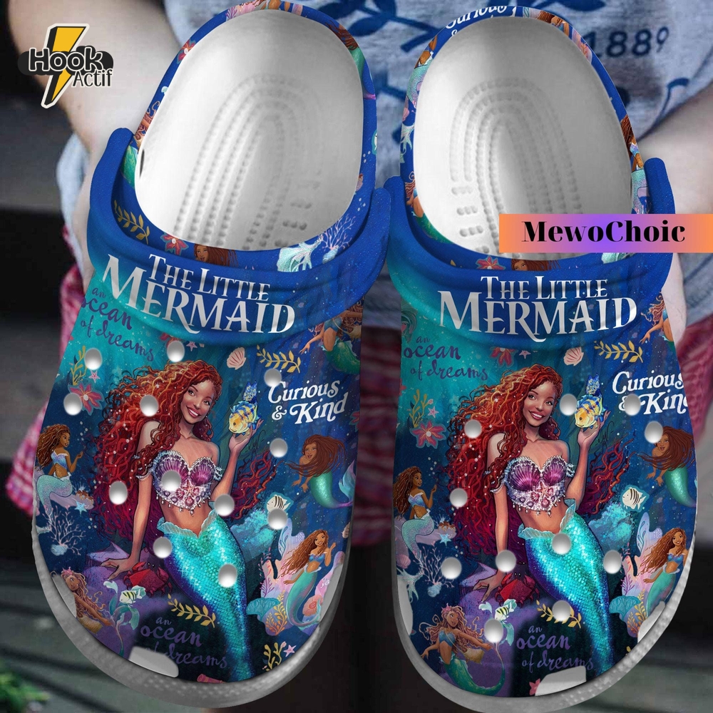Black Queen Ariel Mermaid Crocs Clogs Shoes Black Queen Ariel Mermaid Crocs Clogs Shoes