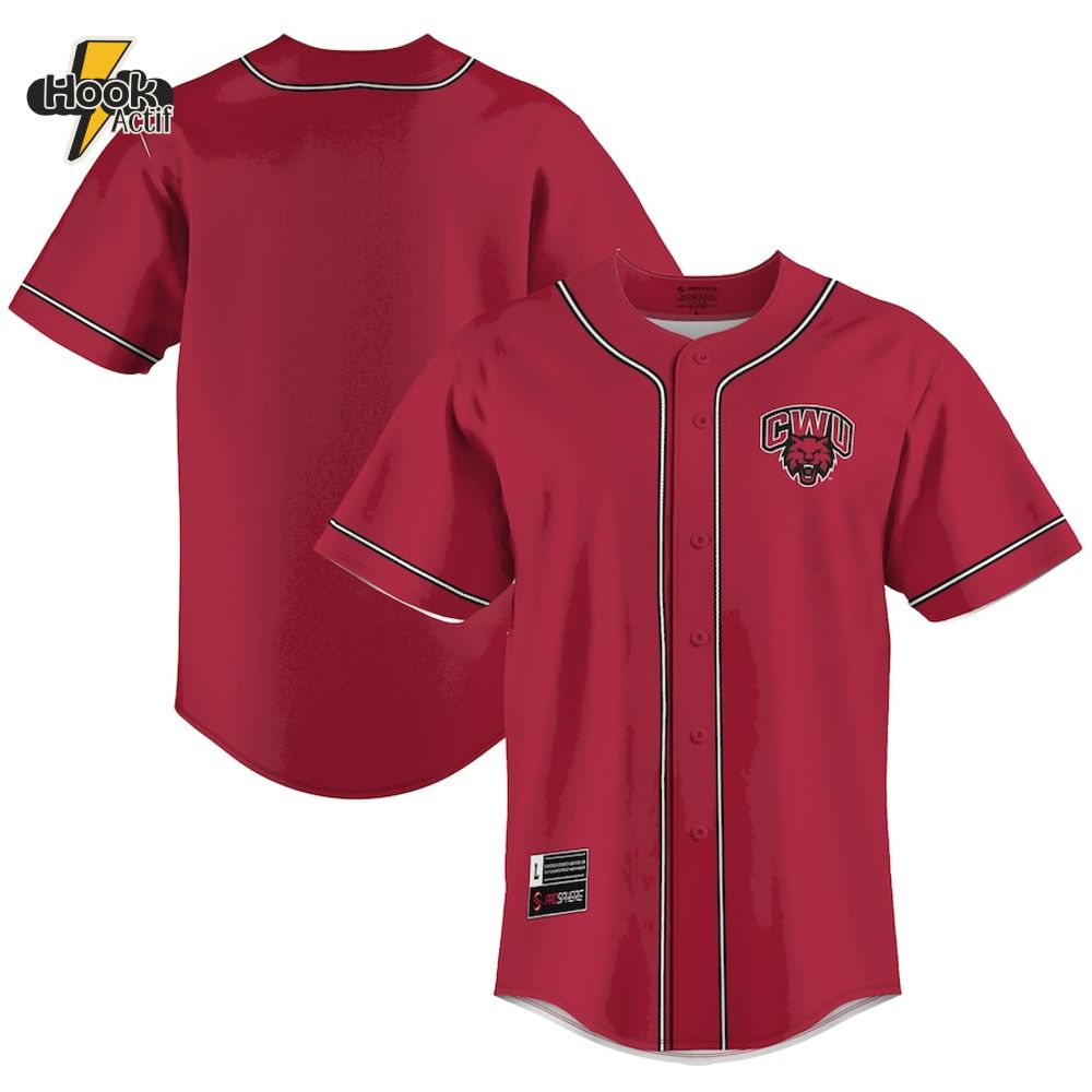 Central Washington Wildcats Crimson Baseball Jersey Central Washington Wildcats Crimson Baseball Jersey