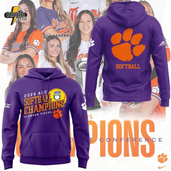 Clemson Tigers 2025 ACC Softball Conference Tournament Champions Purple Hoodie