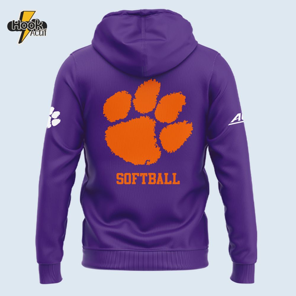 Clemson Tigers 2025 ACC Softball Conference Tournament Champions Purple Hoodie Clemson Tigers 2025 ACC Softball Conference Tournament Champions Purple Hoodie