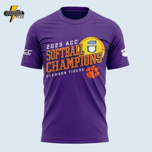 Clemson Tigers 2025 ACC Softball Conference Tournament Champions Purple Tee