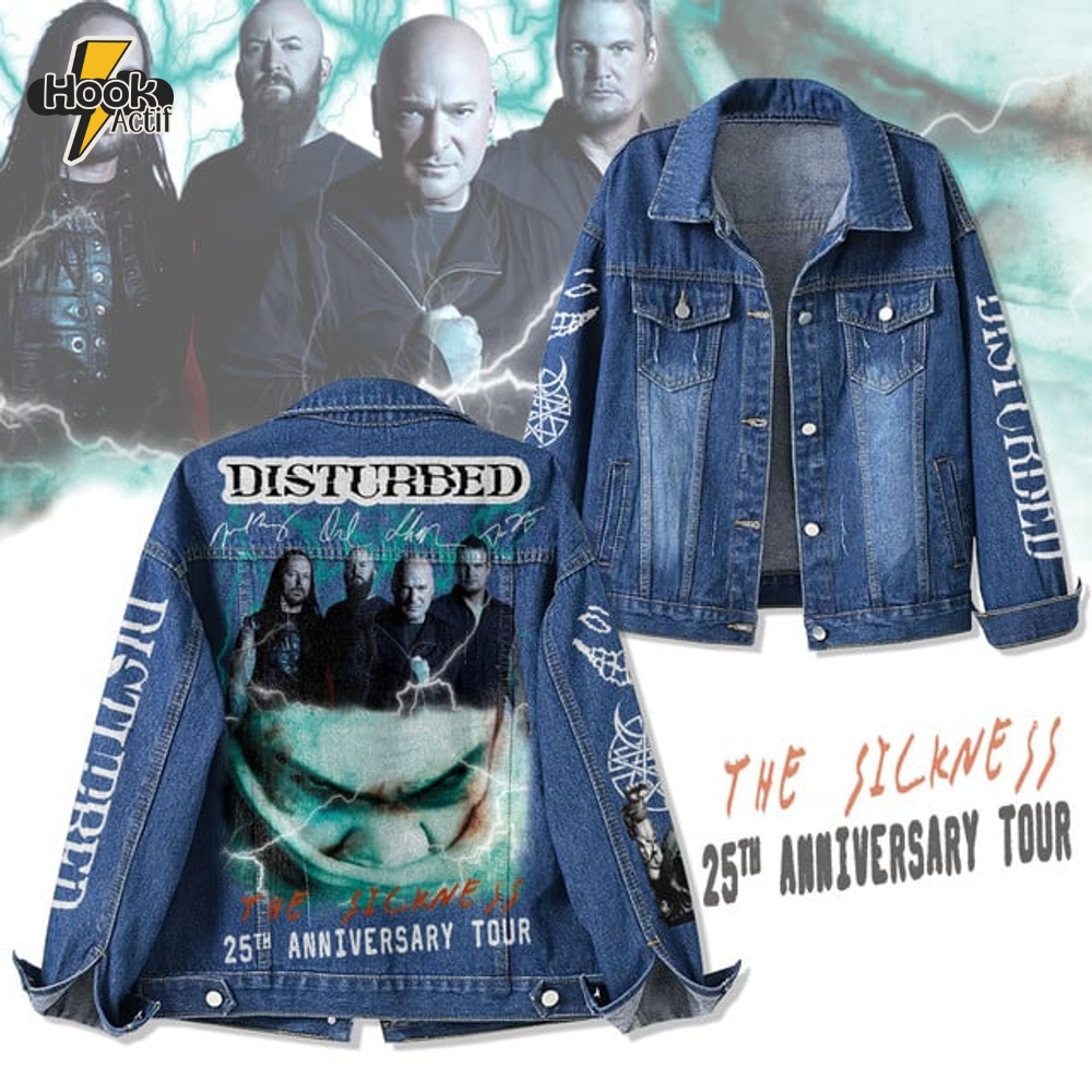 Disturbed The Sickness 25th Anniversary Tour Denim Jacket Disturbed The Sickness 25th Anniversary Tour Denim Jacket
