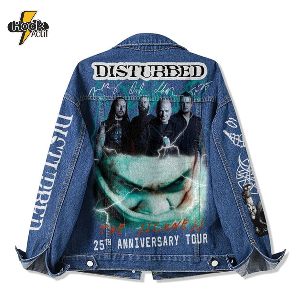 Disturbed The Sickness 25th Anniversary Tour Denim Jacket Disturbed The Sickness 25th Anniversary Tour Denim Jacket