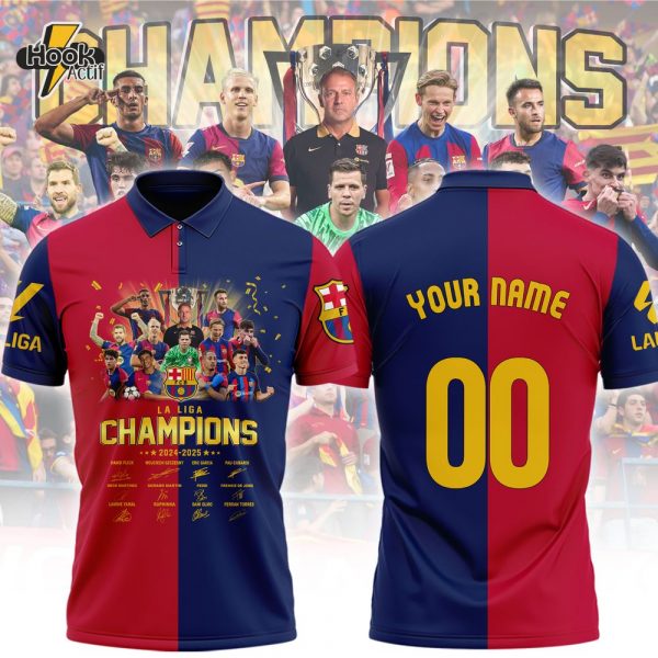 Fc Barcelona La Liga 2024-2025 Champions Polo Shirt