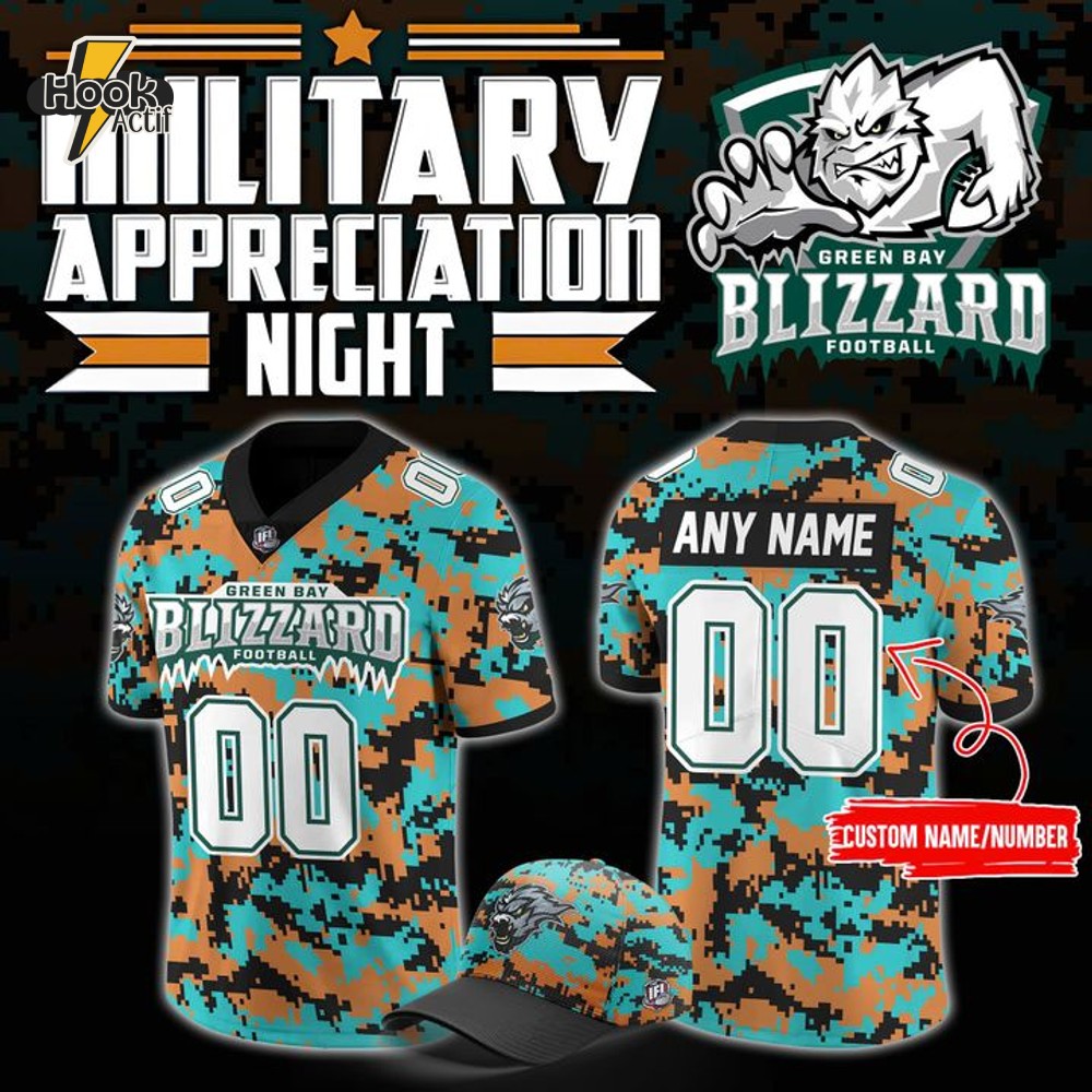 Green Bay Blizzard Military Nights Football Jersey Green Bay Blizzard Military Nights Football Jersey