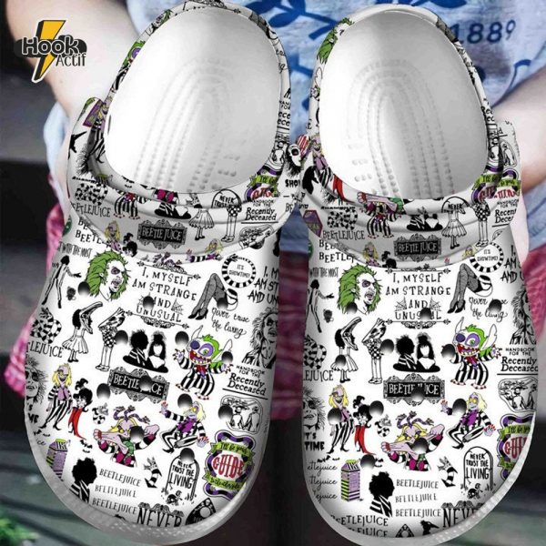 Halloween Beetlejuice White Crocs Clogs Shoes