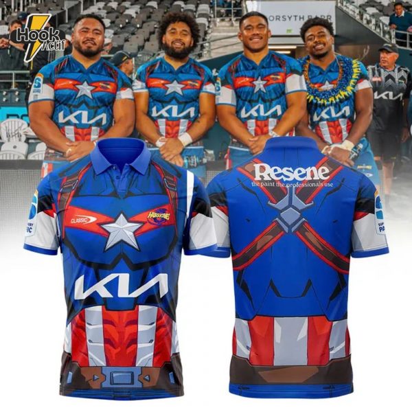 Hurricanes (Rugby Union) X Captain America Polo Shirt