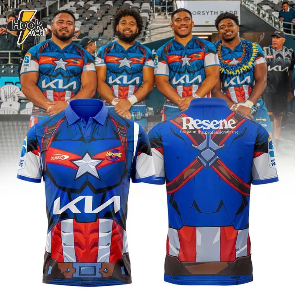 Hurricanes (Rugby Union) X Captain America Polo Shirt Hurricanes (Rugby Union) X Captain America Polo Shirt