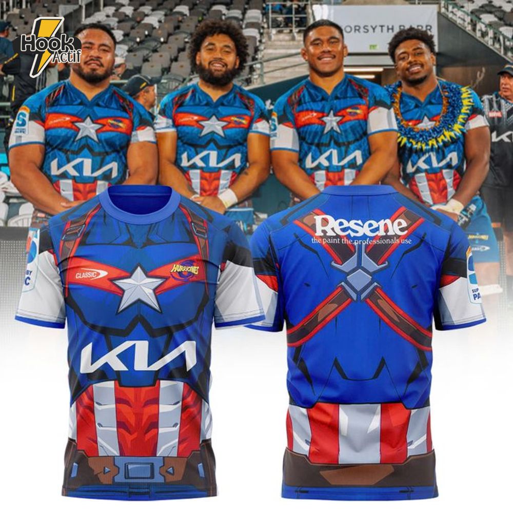 Hurricanes Rugby Union X Captain America Shirt 2025 Hurricanes Rugby Union X Captain America Shirt 2025