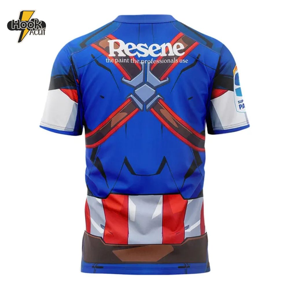 Hurricanes Rugby Union X Captain America Shirt 2025 Hurricanes Rugby Union X Captain America Shirt 2025