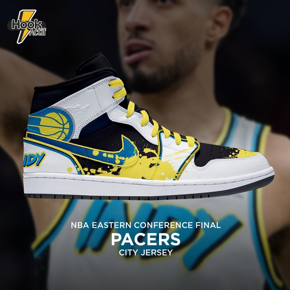 Indiana Pacers NBA Eastern Conference Final City Jersey Air Jordan 1 Sneaker Indiana Pacers NBA Eastern Conference Final City Jersey Air Jordan 1 Sneaker