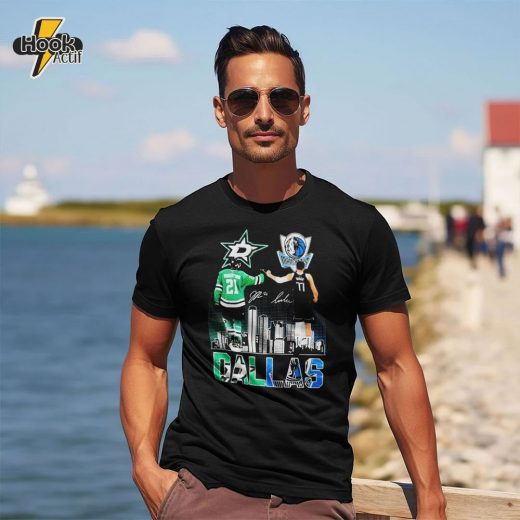 Jason Robertson Dallas Stars X Luka Doncic Dallas Mavericks Skyline Shirt