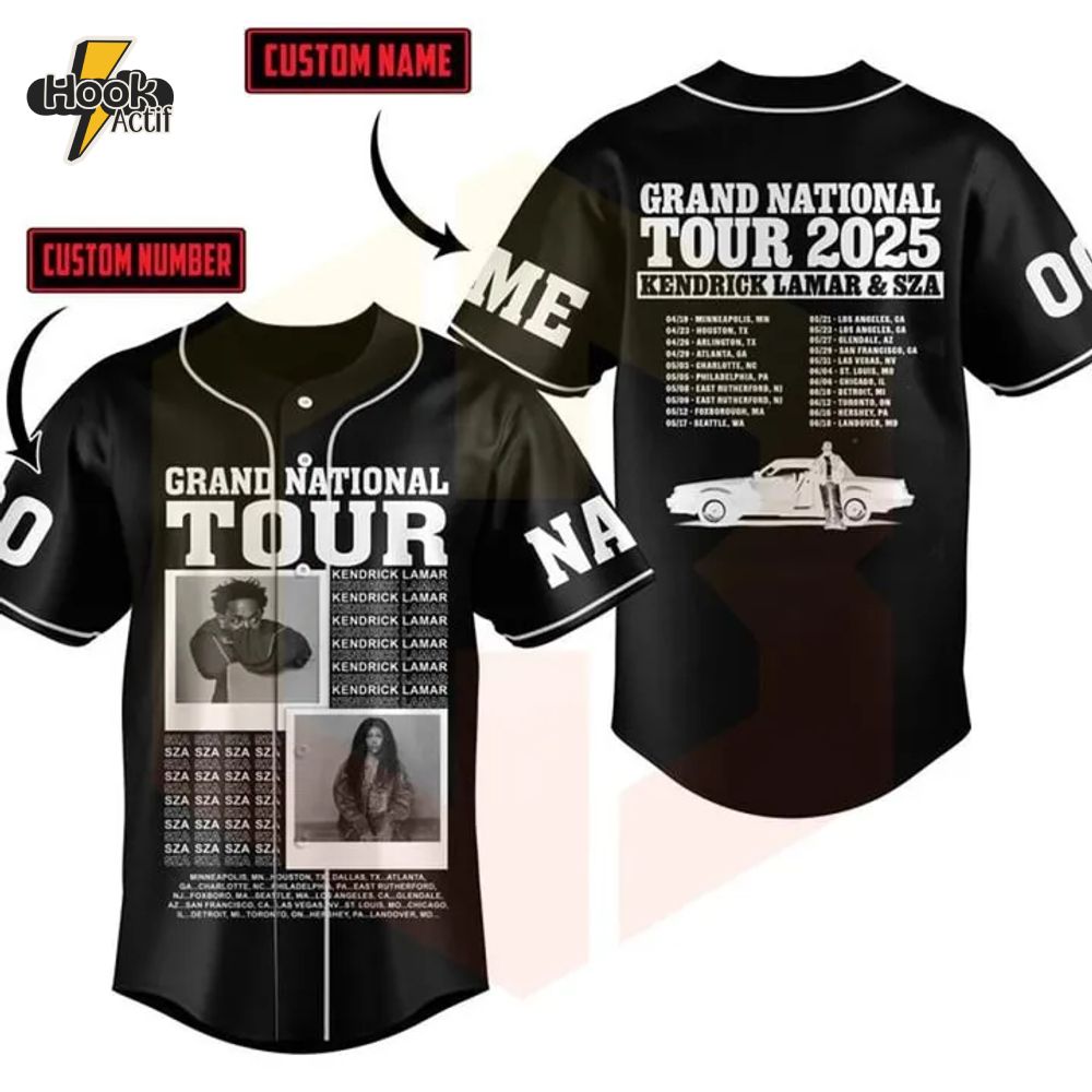 Kendrick Lamar x SZA Grand National Tour 2025 Baseball Jersey Kendrick Lamar x SZA Grand National Tour 2025 Baseball Jersey